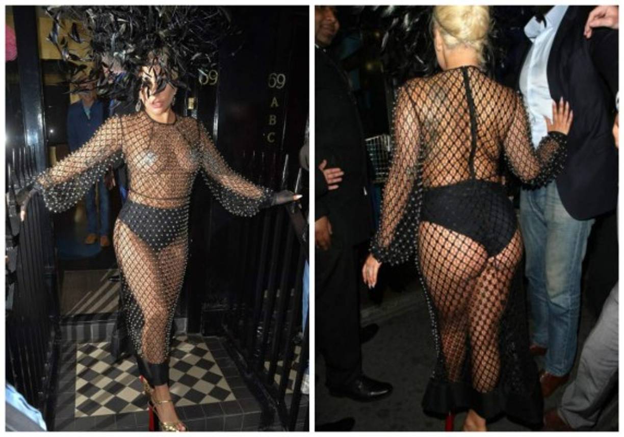 Después de un show dado en el Royal Hall Lady Gaga decidió ir a recorrer Londres en este traje, ¿No le daría frío?.