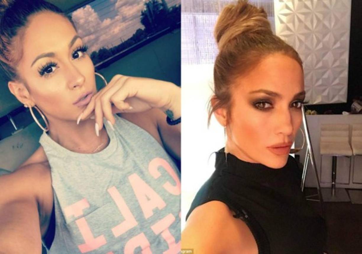 Aunque la doble de JLo es un poco más musculosa, pero no deja de parecerse; la joven Jay es de Houston es una fisicoculturista que se ha hecho famosa por su gran parecido a la cantante.