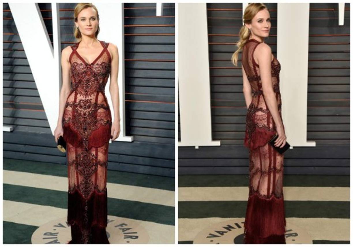 El vestido color borgoña de Diane Kruger en la fiesta del Óscar de la Vanity Fair de 2016 fue sin duda magnífico y elegante.