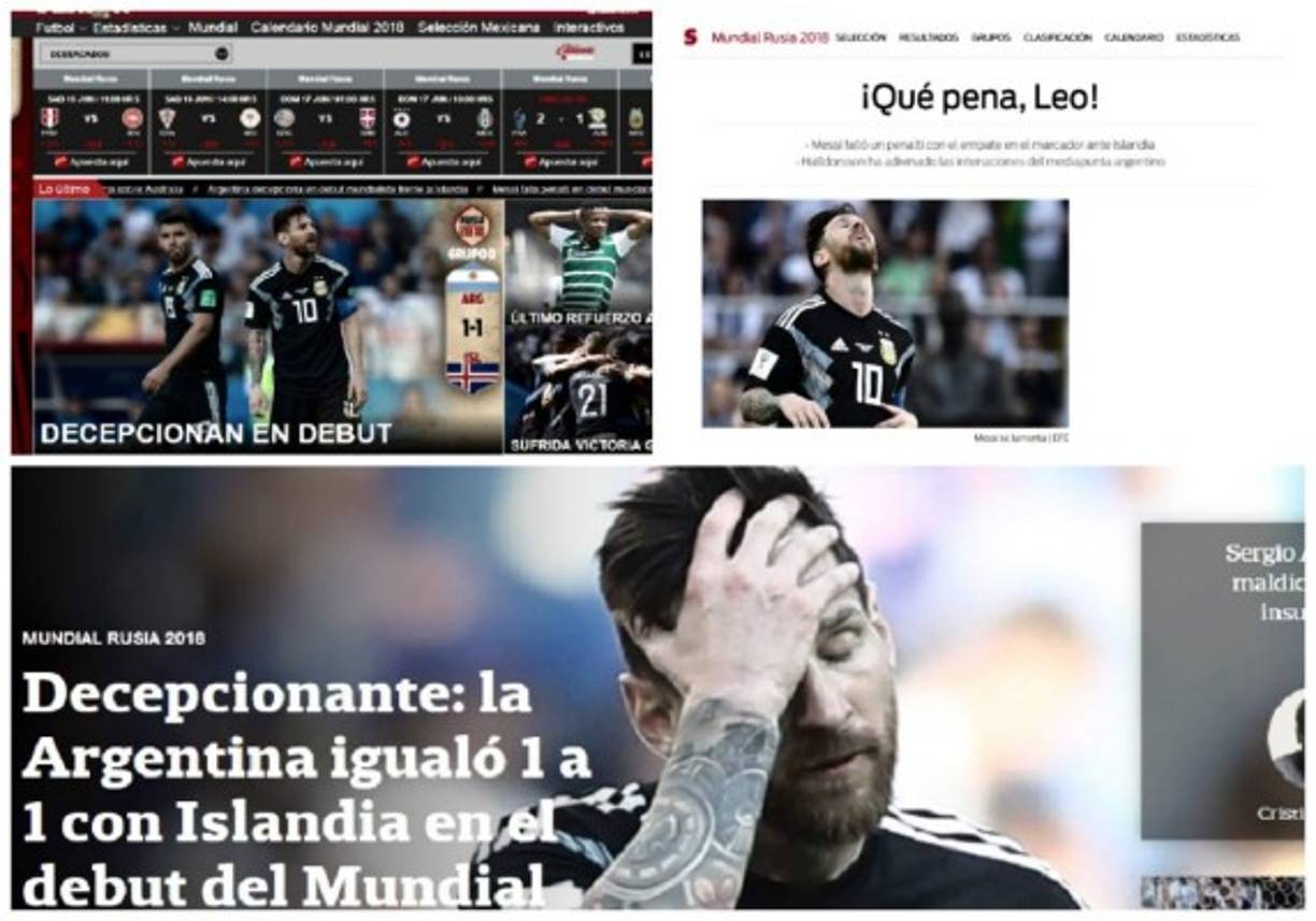 Argentina empató 1-1 con Islandia, pero el penal fallado de Messi se robó las portadas.