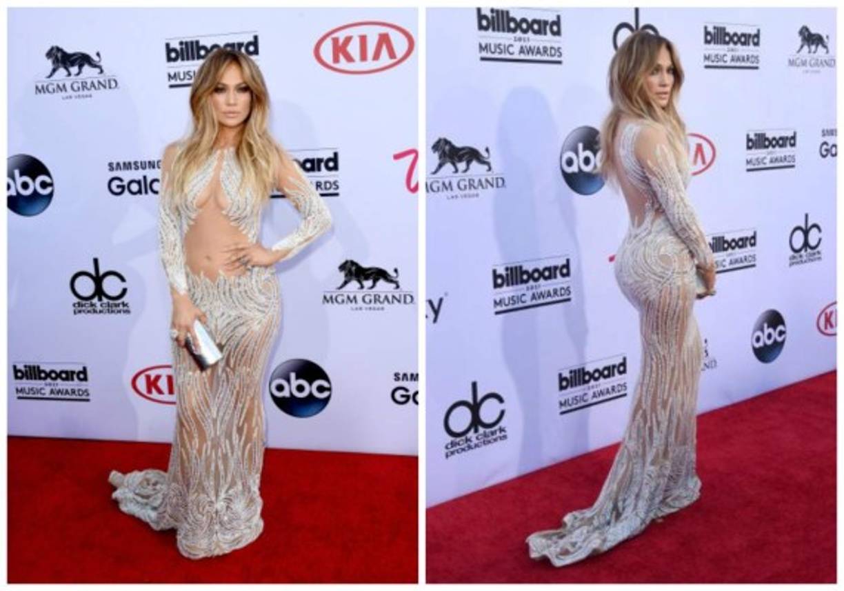 Jennifer López usó un revelador vestido en los Billboard 2015, JLo es otra celebridad que tiene una prefencia por los transparentes.