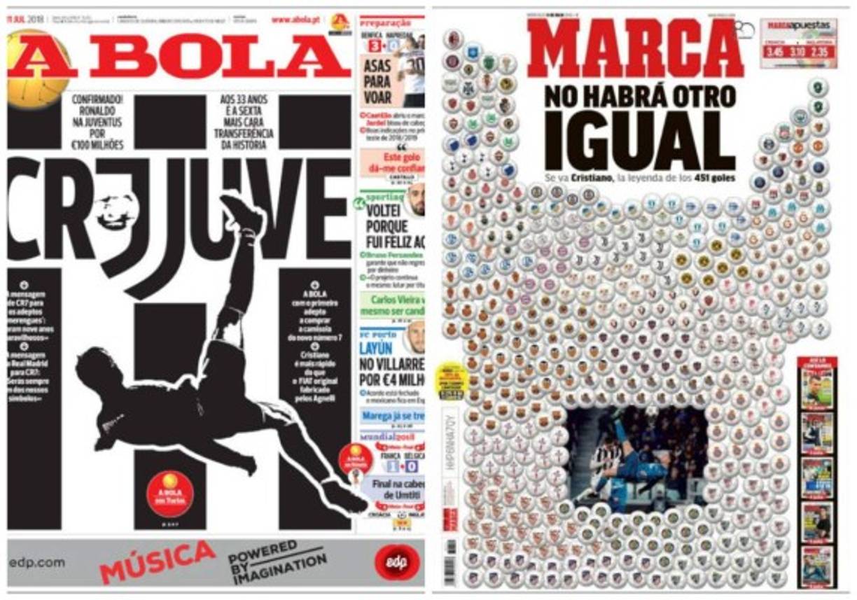Cristiano Ronaldo y su traspaso a la Juventos acapararon las portadas mundiales.