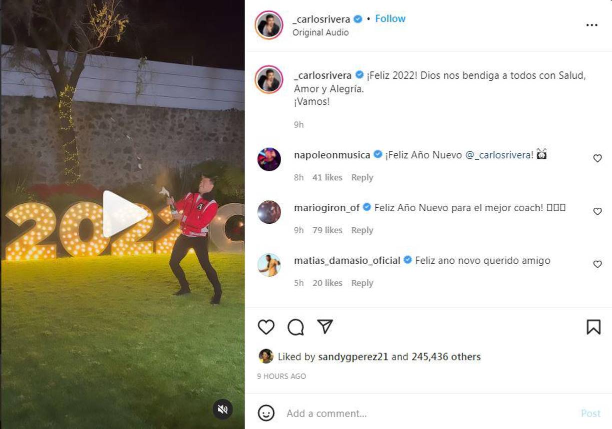 El cantante Carlos Rivera. 