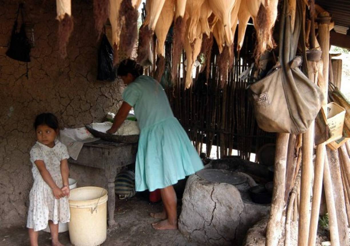 Las viviendas de los chortís están construidas de bahareque y techo de manaca.