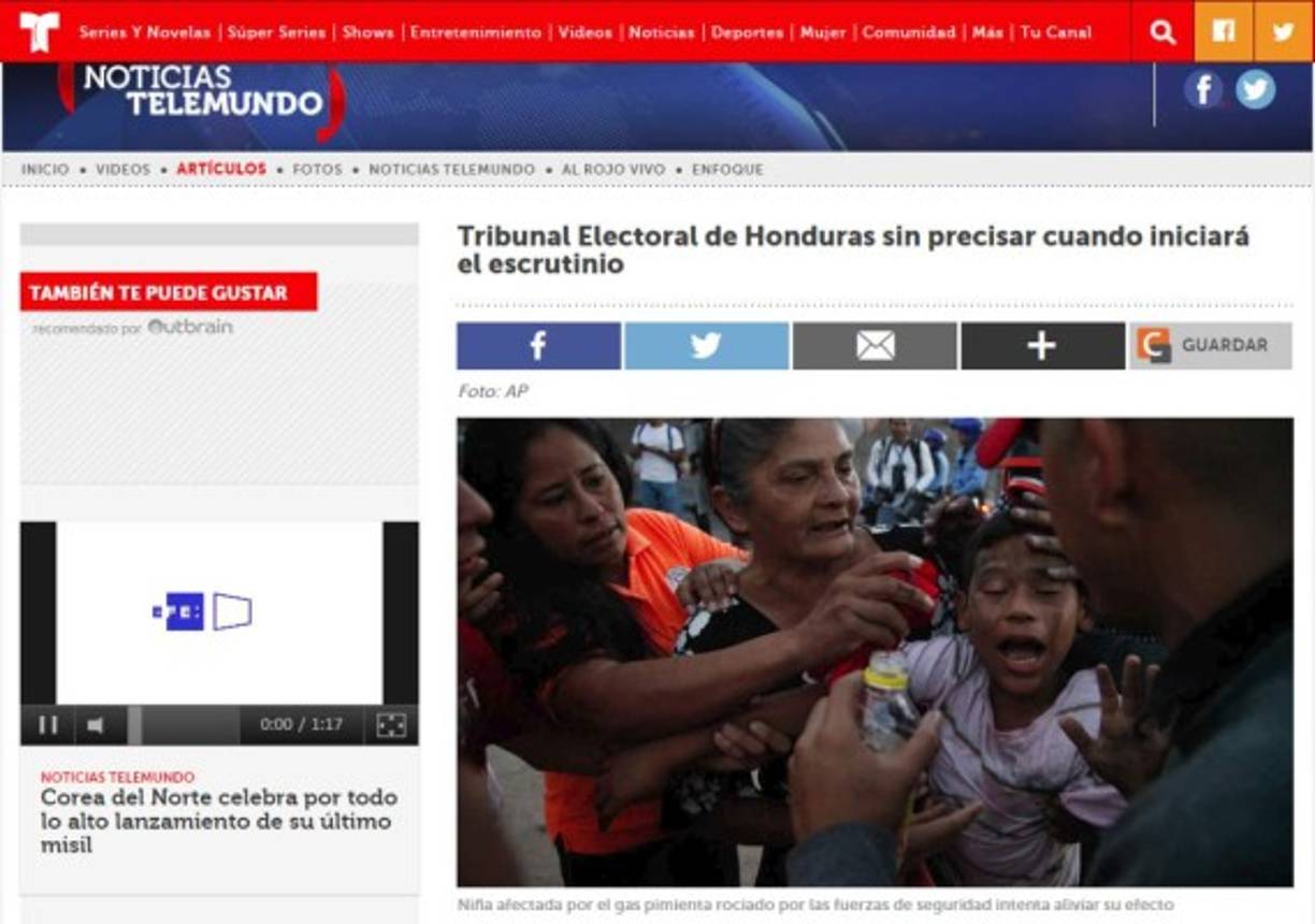La cadena hispana Telemundo también le ha dado cobertura a la crisis electoral en Honduras.