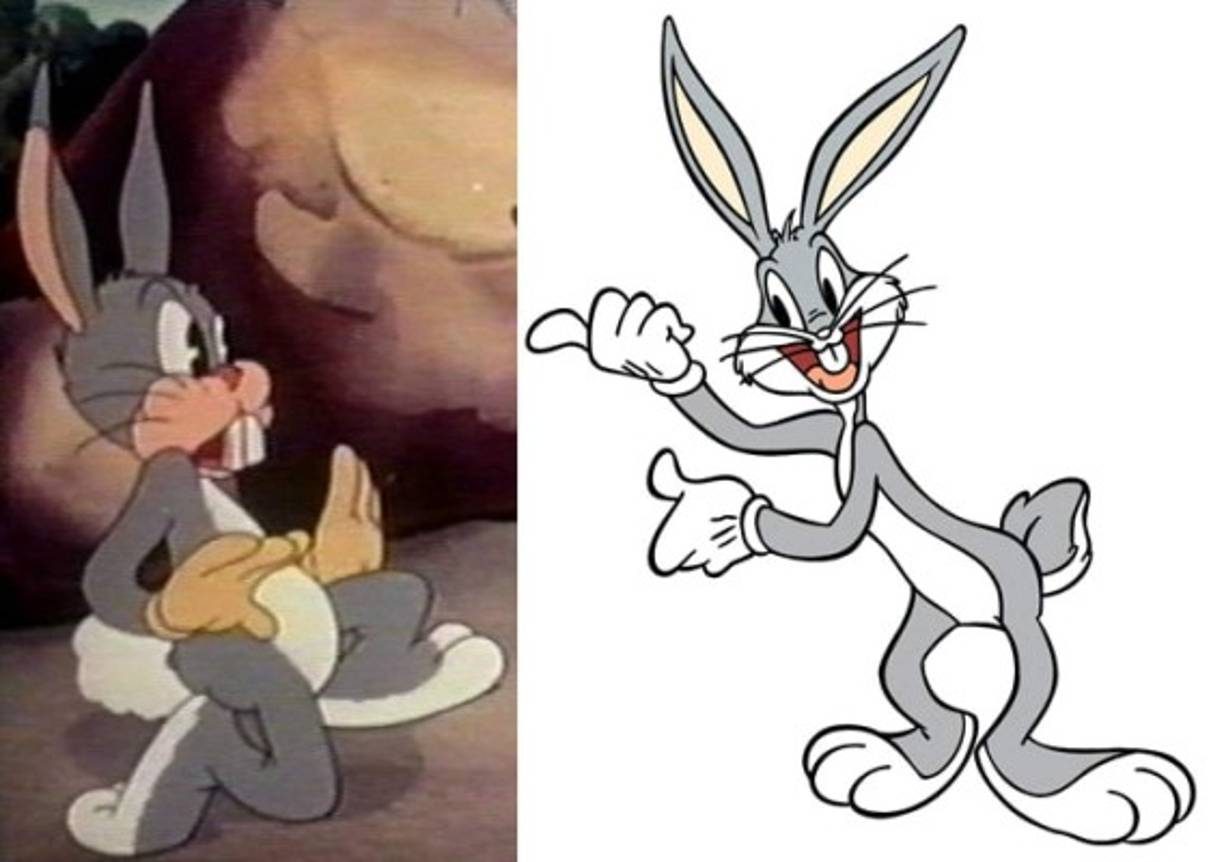 Bugs Bunny en 1940 y su versión actual.