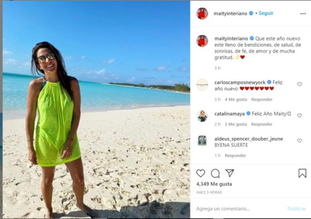 “Que este año nuevo este lleno de bendiciones, de salud, de sonrisas, de fe, de amor y de mucha gratitud”, compartió la periodista Maity Interiano.
