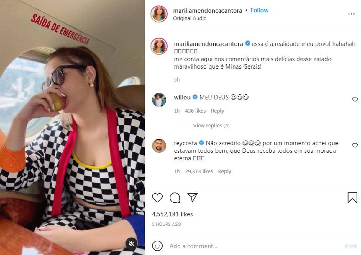 Marília Mendonça había publicado un video a bordo de la nave antes del trágico accidente.