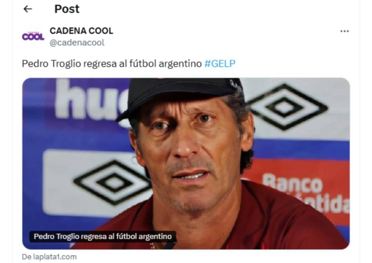 Algunos medios de Argentina ya dan como un hecho de que Troglio será el nuevo DT del club Instituto. 