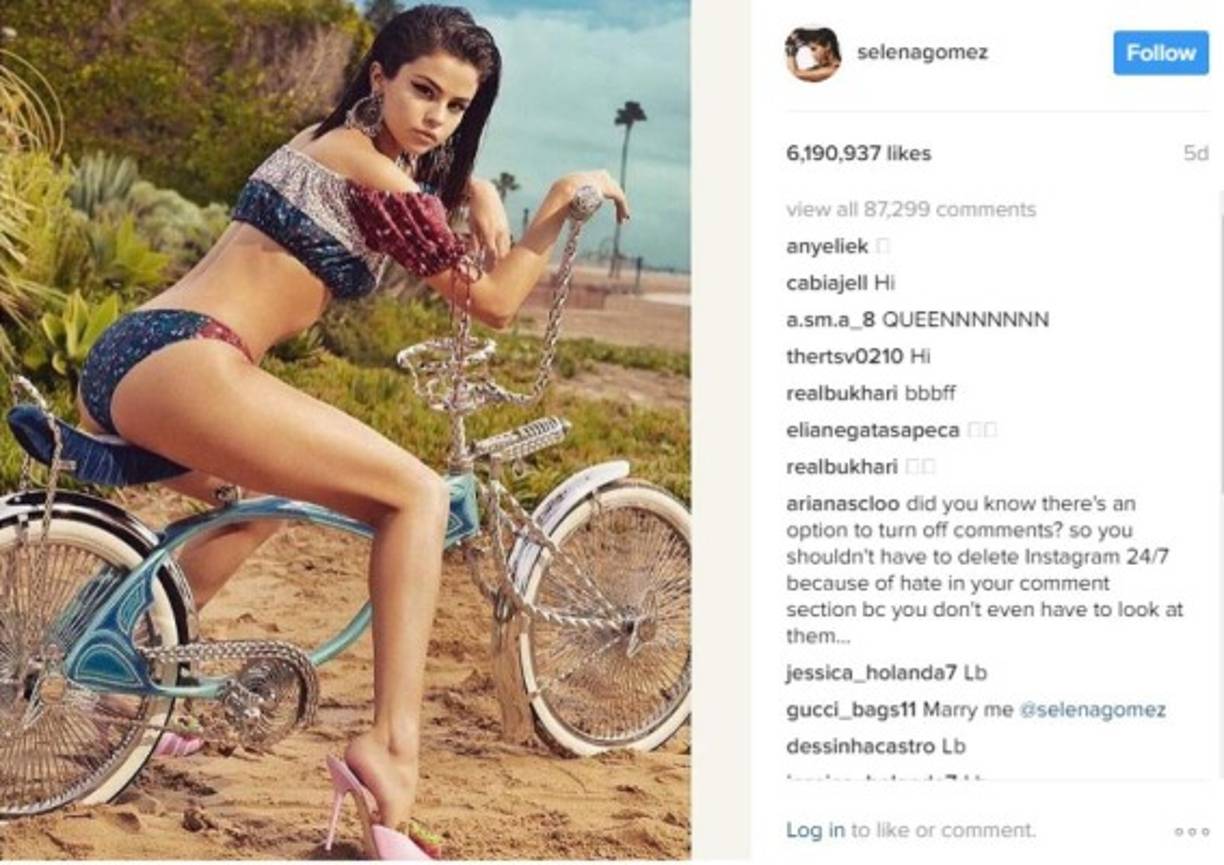 La segunda foto con más like es esta: 6.1 millones. La cantante ilustra la portada de la revista Vogue.