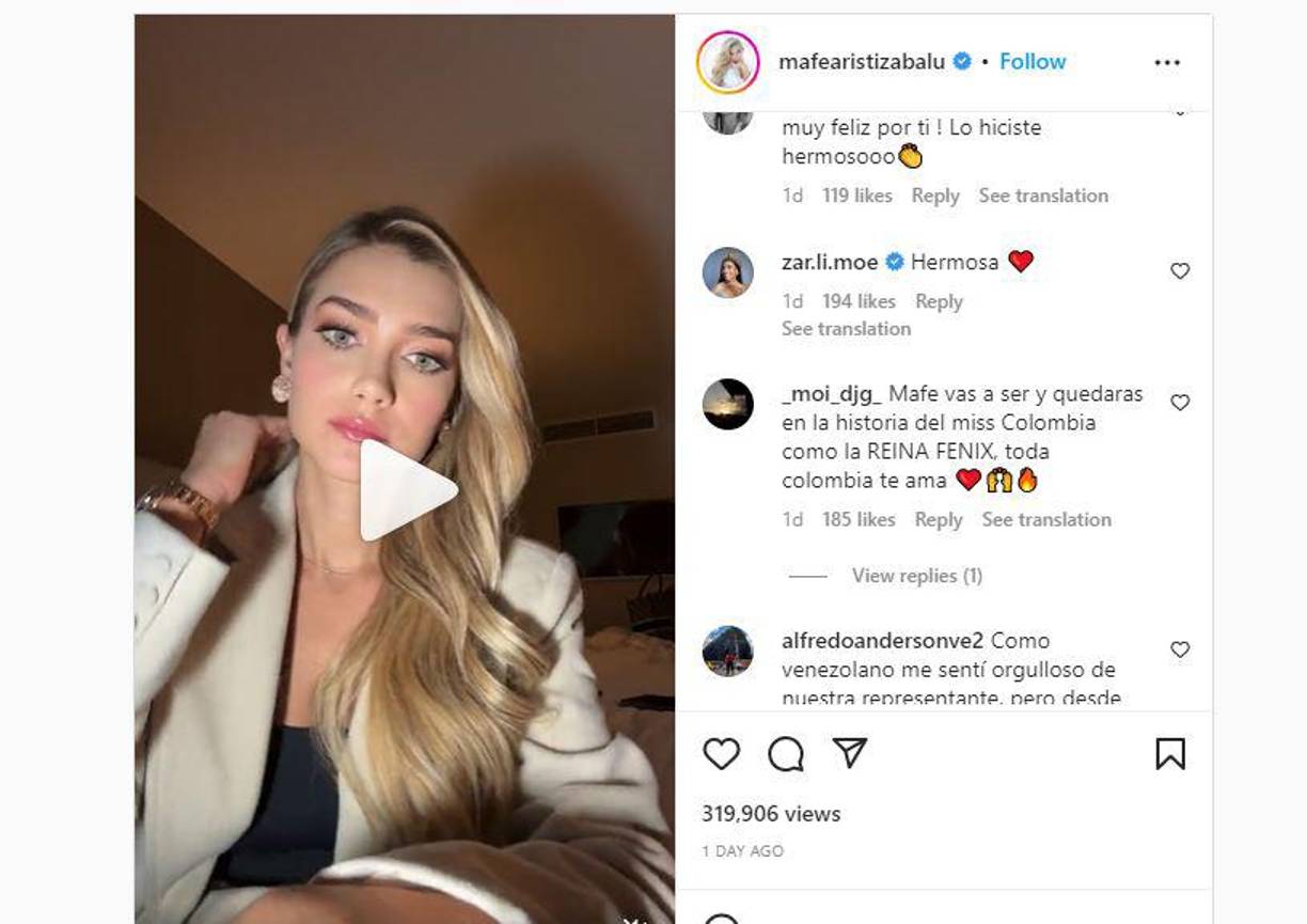 María Fernanda Aristizábal durante el En Vivo que realizó en su cuenta de Instagram.