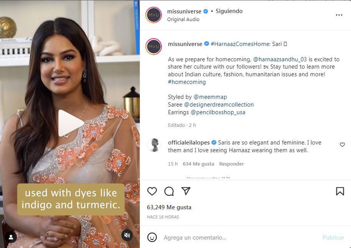 Sandhu, la más reciente ganadora de Miss Universe, es una reconocida actriz en su país y además, una ávida activista que procura el empoderamiento de las mujeres a través de la educación, el trabajo y su libre desarrollo. Ha mencionado que se inspiró en su madre, quien rompió barreras patriarcales en India al ser la primera ginecóloga de su familia.
