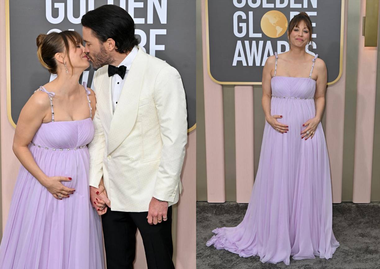 La actriz Kaley Cuoco y su pareja, Tom Pelphrey. 