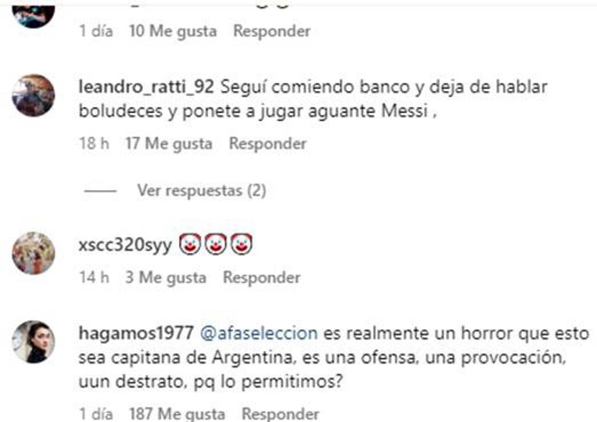 Los argentinos no perdonaron a la futbolista y le han dejado a las chicas muchos mensajes polémicos por su preferencia a CR7 y no Leo Messi.
