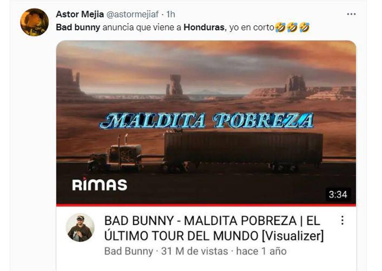 Los mejores memes tras el anuncio del concierto de Bad Bunny en Honduras