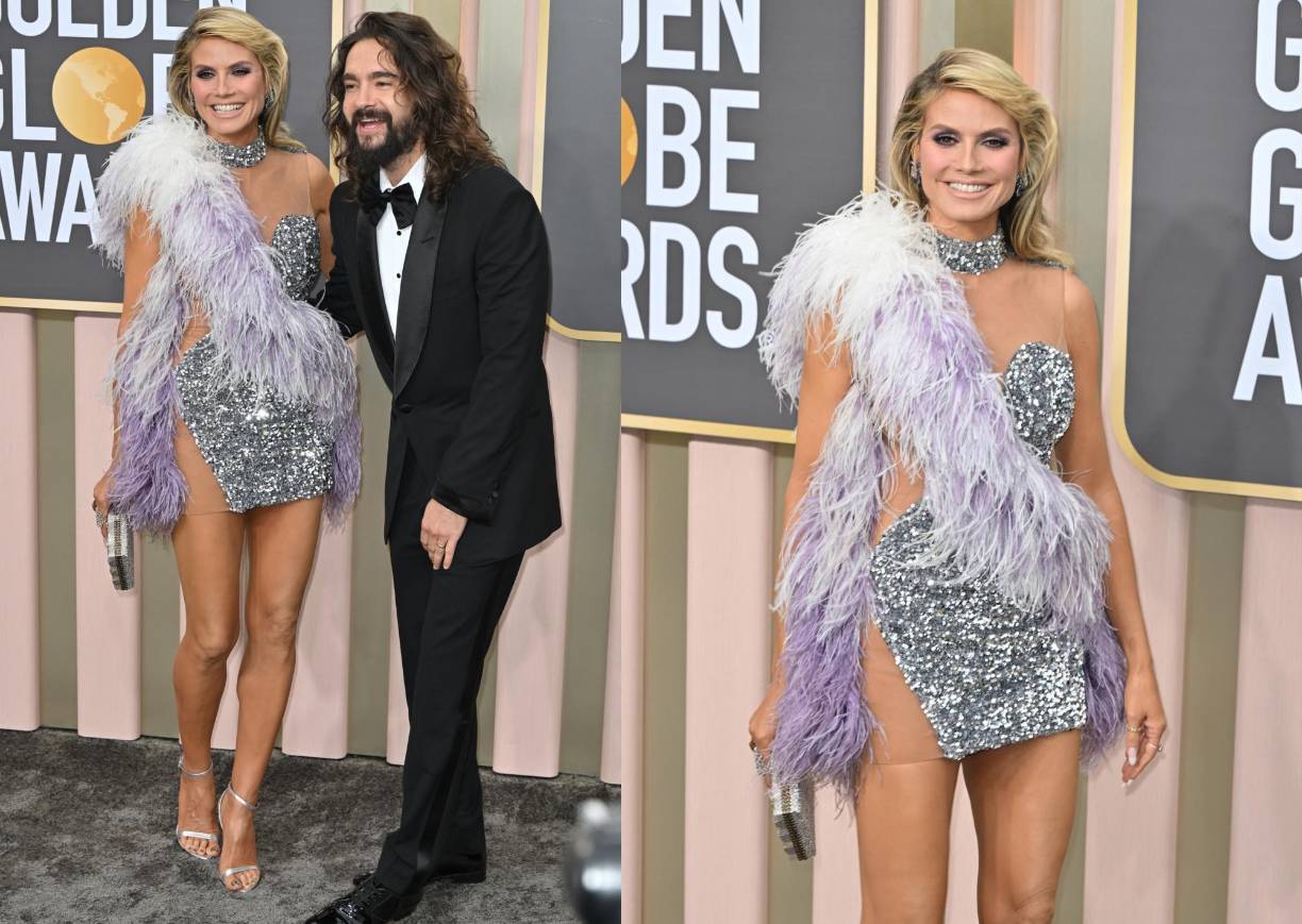 La modelo alemana Heidi Klum llegó acompañada de su esposo Tom Kaulitz. 