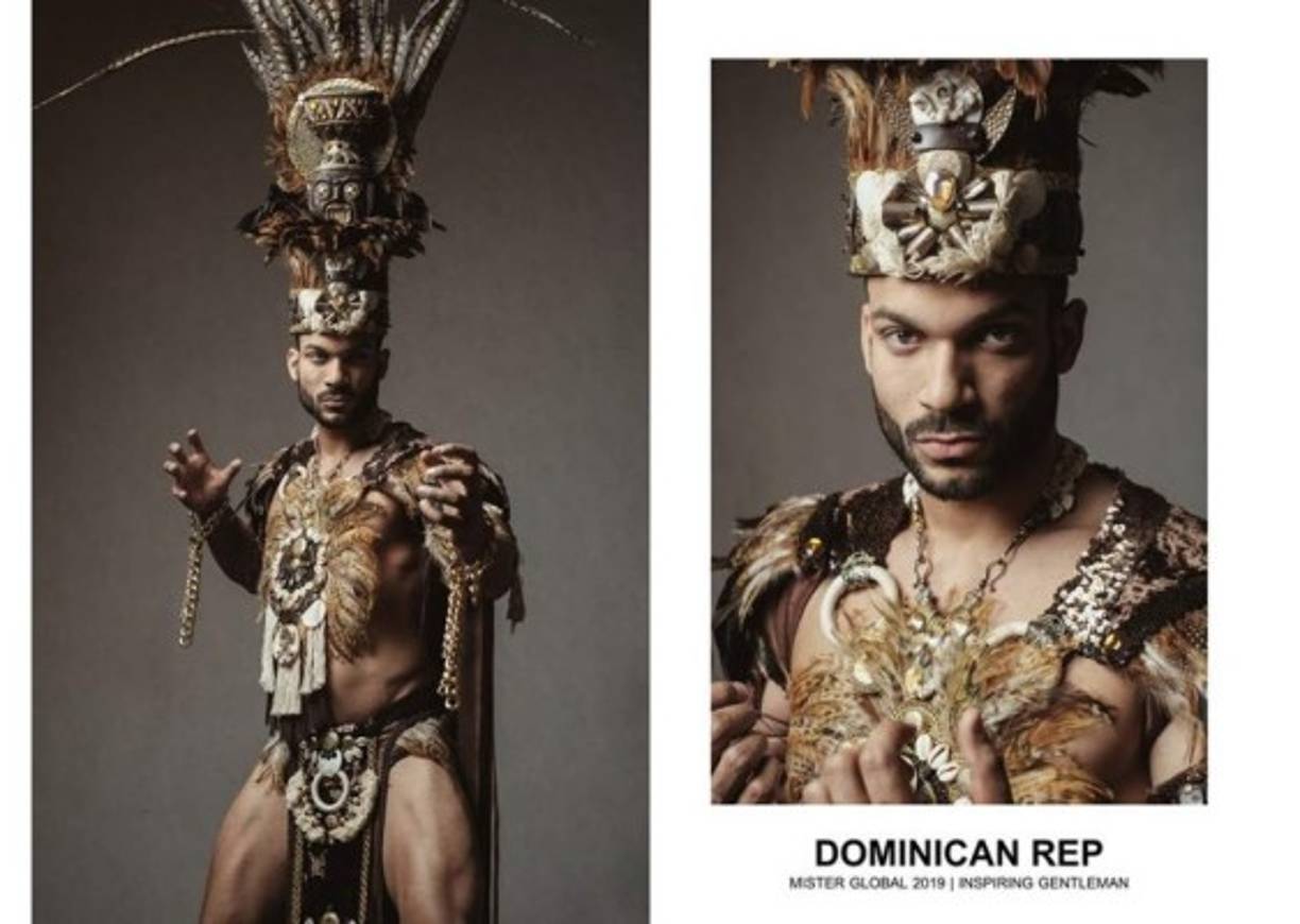 El dominicano, Braulio Encarnación, lució un salvaje atuendo durante la competición. El modelo quedó en el top 5 del Míster Global.