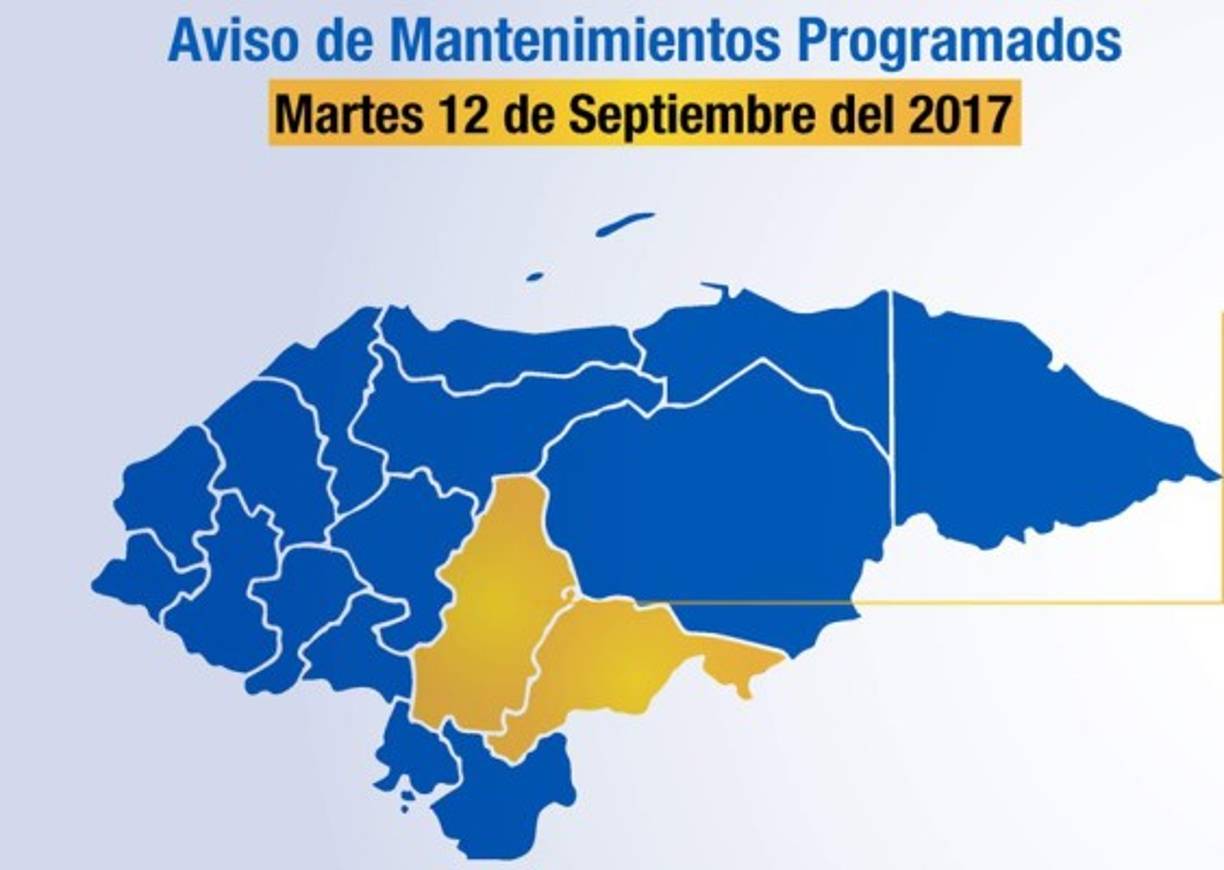 En Francisco Morazán y El Paraíso las suspensiones se producirán en los siguientes lugares y horarios: