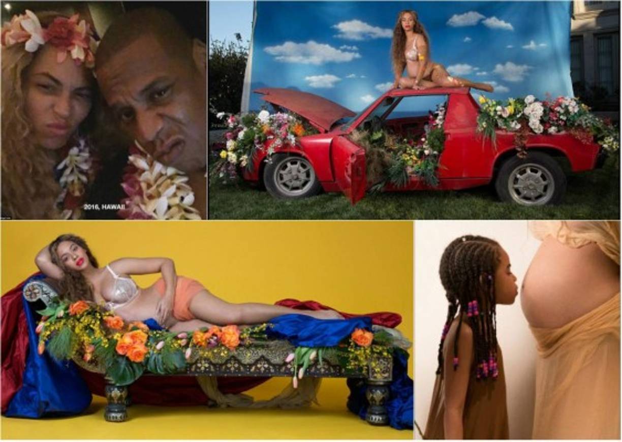 Beyonce compartió una visión íntima de su embarazo y su vida familiar.<br/><br/>La cantante de 35 años compartió las fotos el jueves con el título: 'Tengo tres corazones' en referencia a sus dos bebés. En algunas de las fotos sale con su esposo Jay Z y su hija de cinco años, Blue Ivy. <br/>