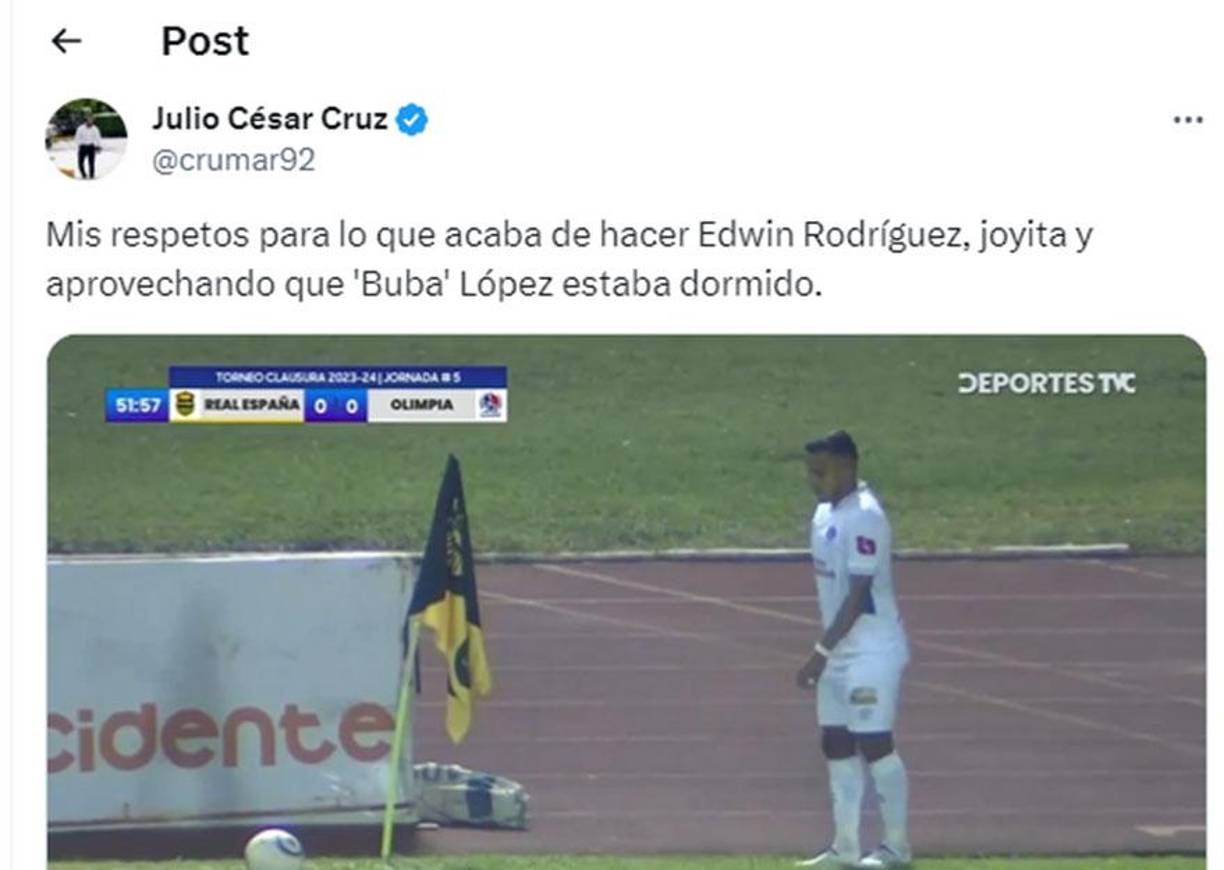 Julio César Cruz: “Mis respetos para lo que acaba de hacer Edwin Rodríguez.”