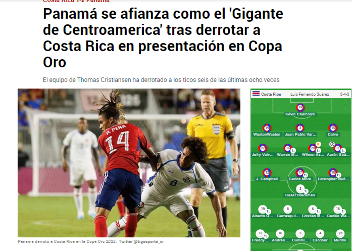 Diario Marca de España: “Panamá se afianza como el ‘Gigante de Centroamerica’ tras derrotar a Costa Rica en presentación en Copa Oro”: