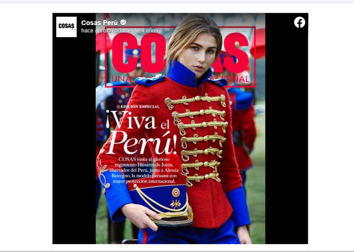 La revista COSAS de Perú la eligió en 2018 como su portada para la edición de ‘Fiestas Patrias’ y, desde entonces, la modelo Alessia Rovegno de 24 años ha tenido que librar una larga batalla para imponerse a las críticas de sus detractores, quienes afirmaron en redes sociales, que ella no representaba la belleza peruana.