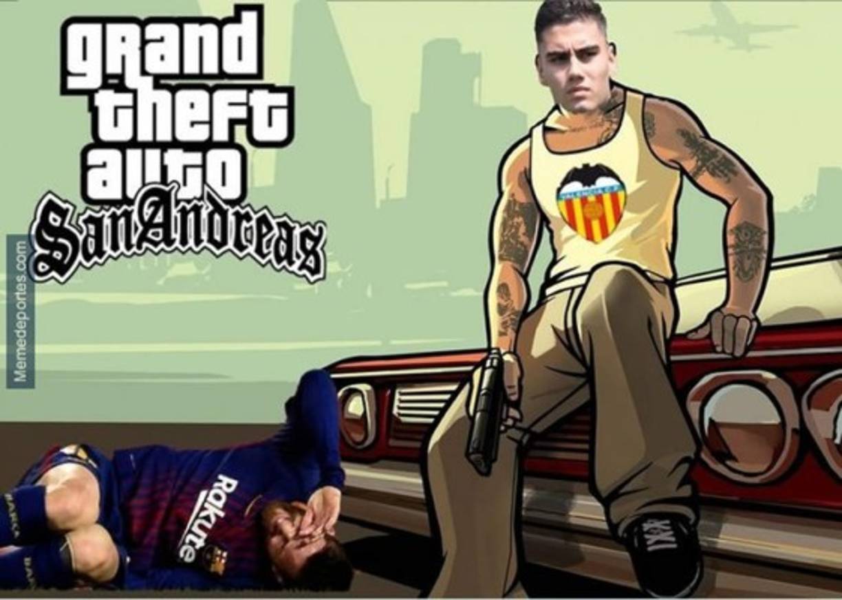 Andreas Pereira le da a Messi la 'bienvenida'.