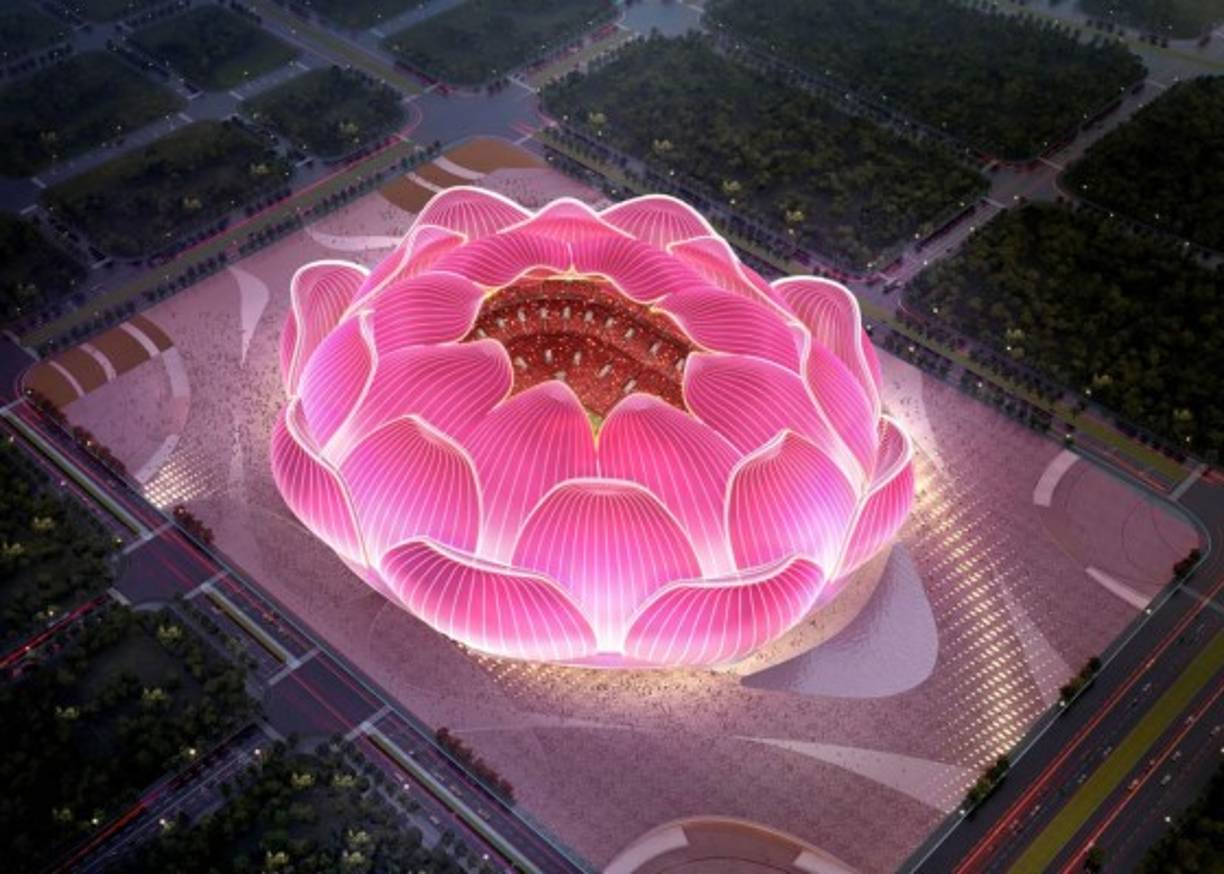 Se trata del nuevo estadio del Guangzhou Evergrande, una instalación que se prevé que se pueda inaugurar en 2022 con un diseño impactante, espectacular, en forma de flor de loto, desarrollado por el estadounidense con base en Shanghai Hasan Syed, y que presume que será un auténtico monumento.