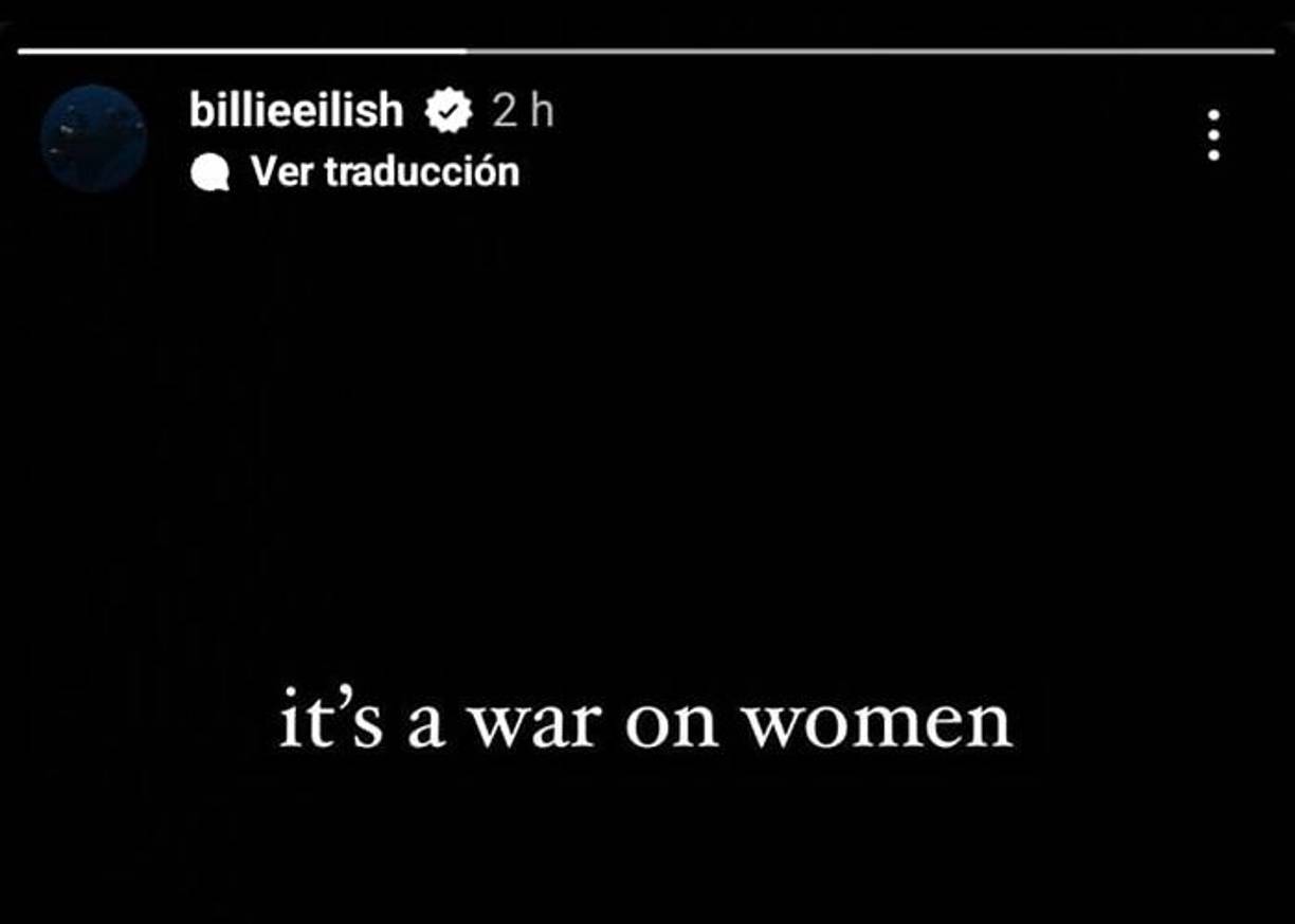 La cantante y compositora considera que el triunfo de Trump es un acto de misoginia. En la historia de su cuenta de Instagram escribió: “Es una guerra contra las mujeres”.