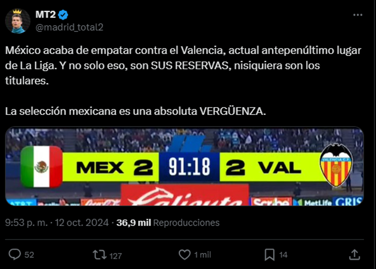 “La selección mexicana es una absoluta VERGÜENZA”, comentaron en redes.