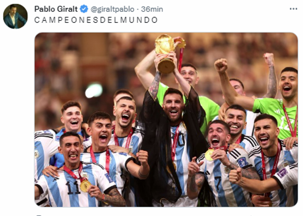 Y por supuesto, su post en dedicación a la Albiceleste.