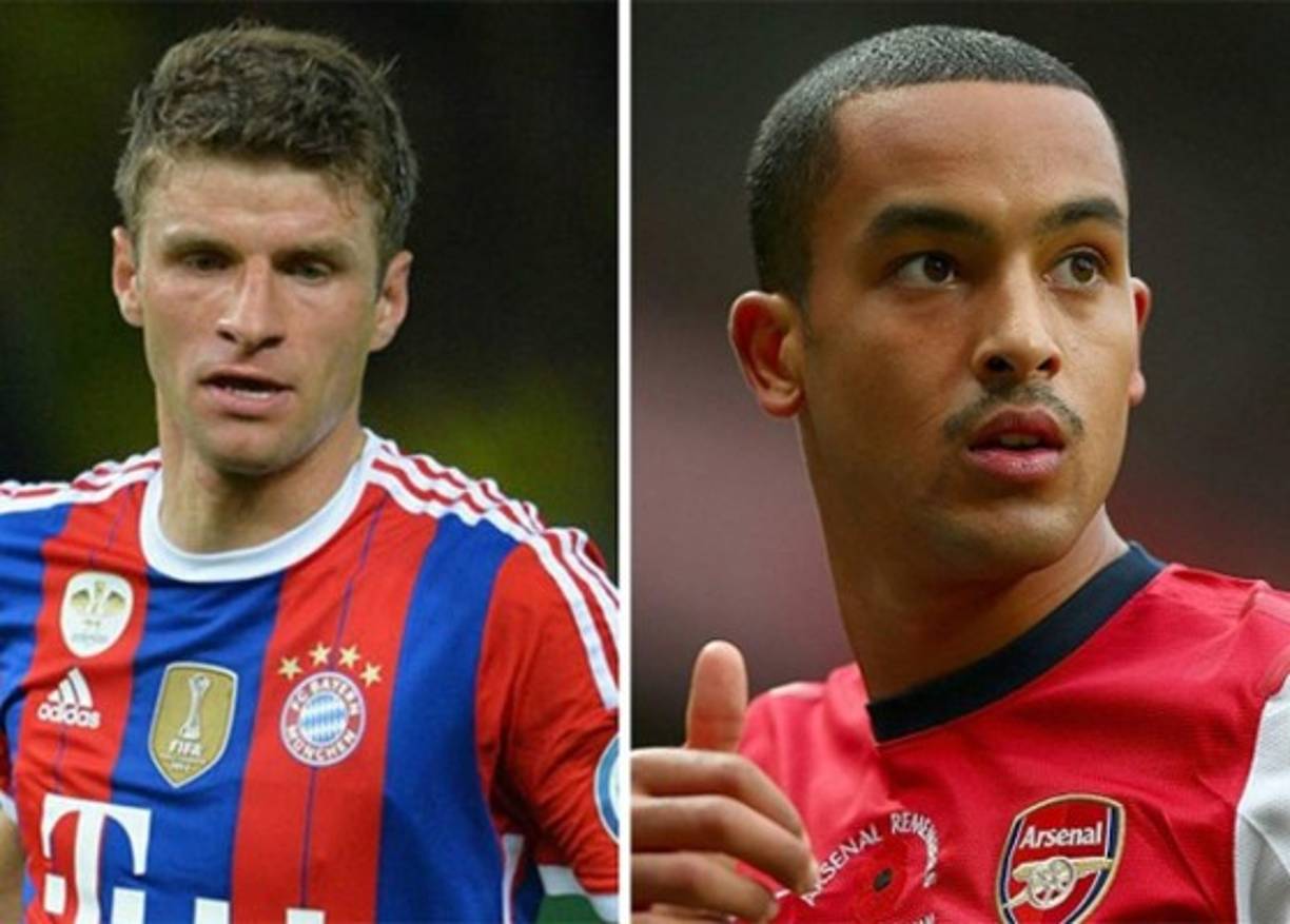 El alemán Thomas Müller y el inglés Theo Walcott, 26 años.