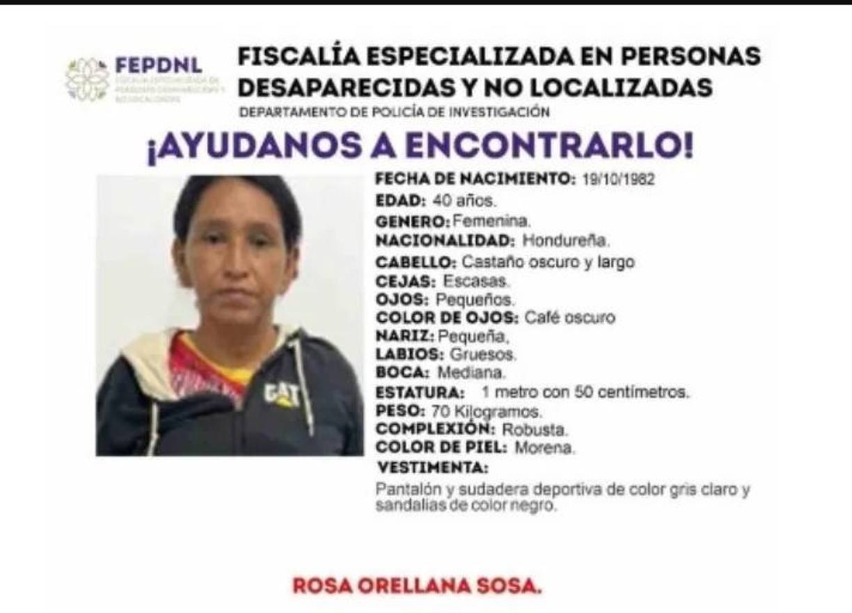 Rosa Orellana Soa de 40 años, una de las hondureñas que fue encontrada en el refugio.
