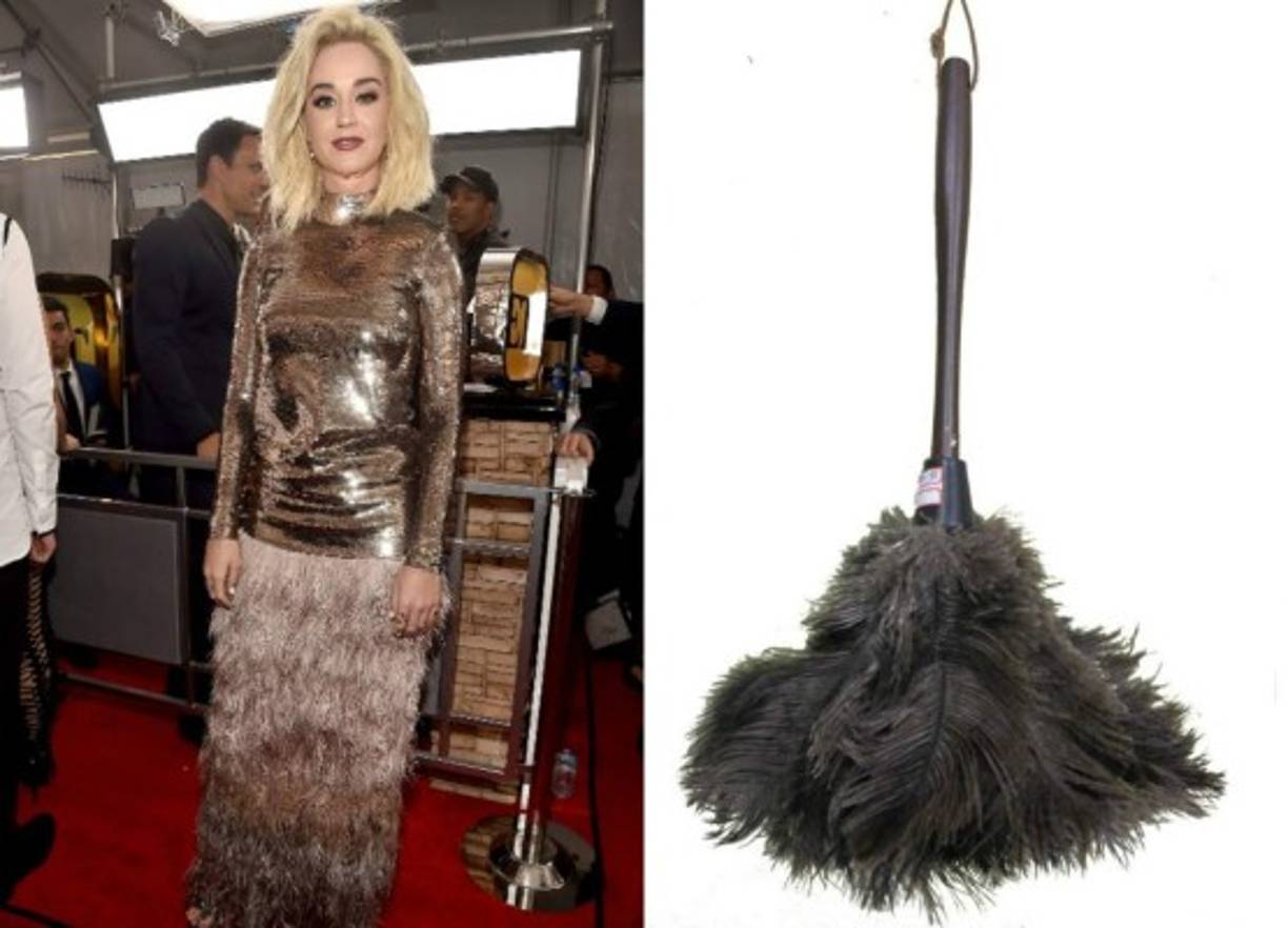 El vestido de Katy Perry fue comparado con una pluma de limpieza.