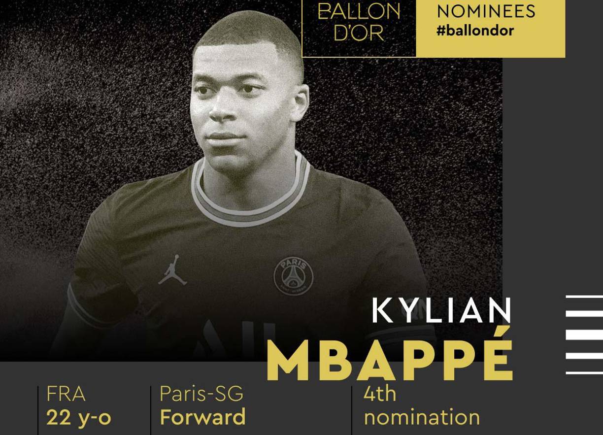 Kylian Mbappé: El joven francés del PSG aspira a ganar su primer Balón de Oro.