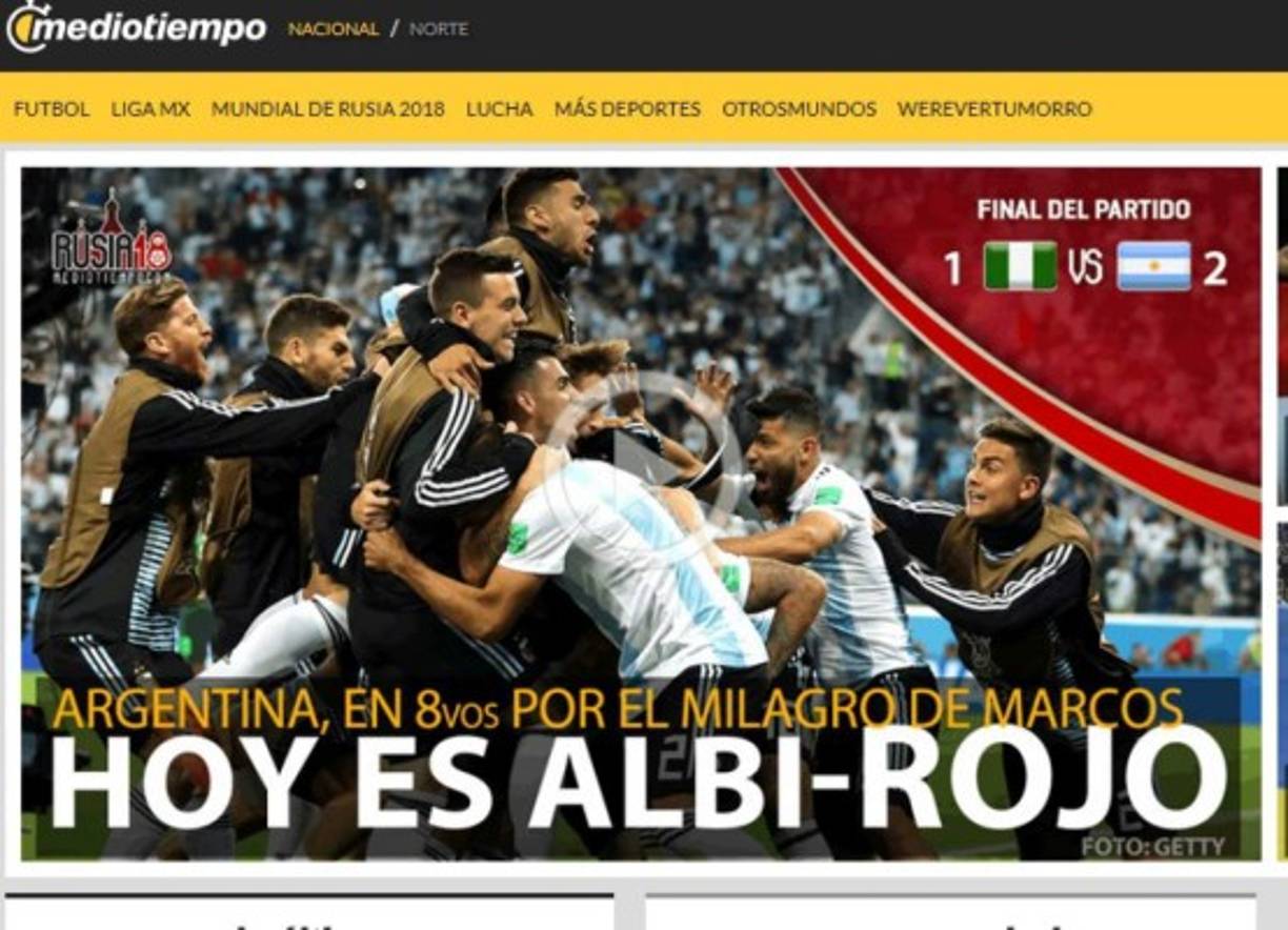 Portal Mediotiempo de México.