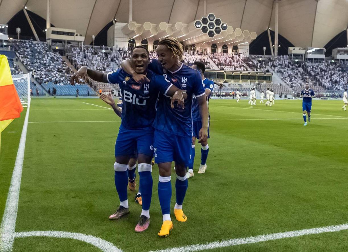 La celebración de Odion Ighalo en el Prince Faisal Bin Fahd Stadium de Riad.