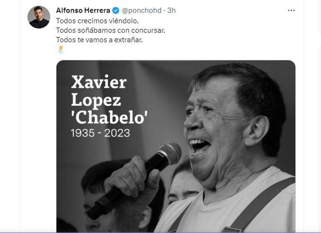 Alfonso Herrera. El actor publicó el siguiente mensaje: “Todos crecimos viéndolo. Todos soñábamos con concursar. Todos te vamos a extrañar”.
