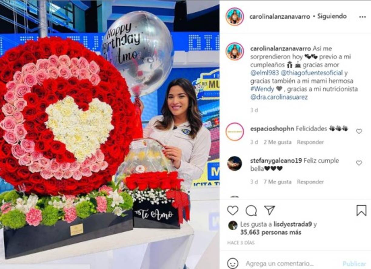 Previo a su gran día, Carolina Lanza fue sorprendida con un hermoso arreglo de flores de parte de su novio, el político Eder Mejía.