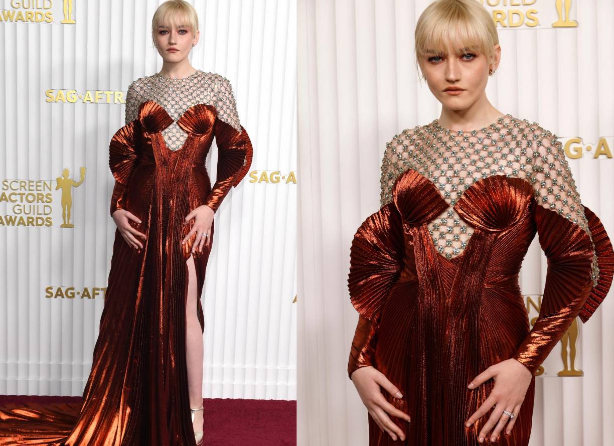 Julia Garner. Nominada a Mejor Actriz en una Serie Dramática por Ozark y a Mejor Actriz en una película para televisión o serie limitada por Inventing Anna, Garner lució un impactante vestido rojo.