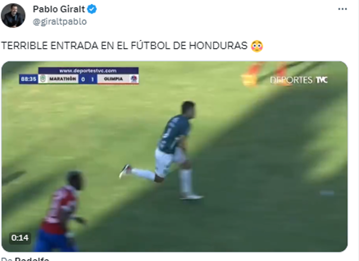 Pablo Giralt, periodista de Argentina: “TERRIBLE ENTRADA EN EL FÚTBOL DE HONDURAS”.