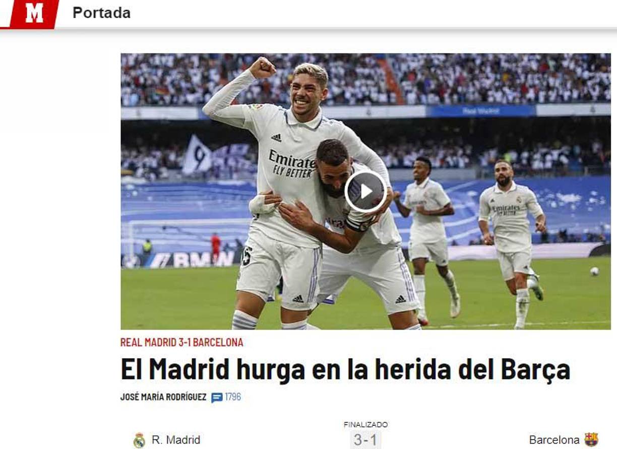 Diario Marca: “El Madrid hurga en la herida del Barca”. 