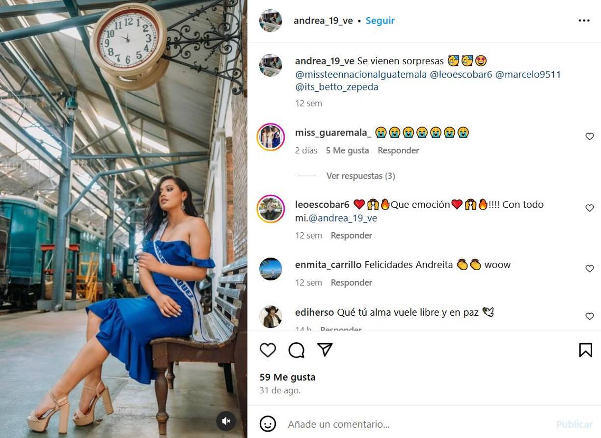 “Se vienen sorpresas. @missteennacionalguatemala @leoescobar6 @marcelo9511 @its_betto_zepeda”, escribió la joven en su cuenta de Instagram, dando a conocer que estaba trabajando en nuevos proyectos.