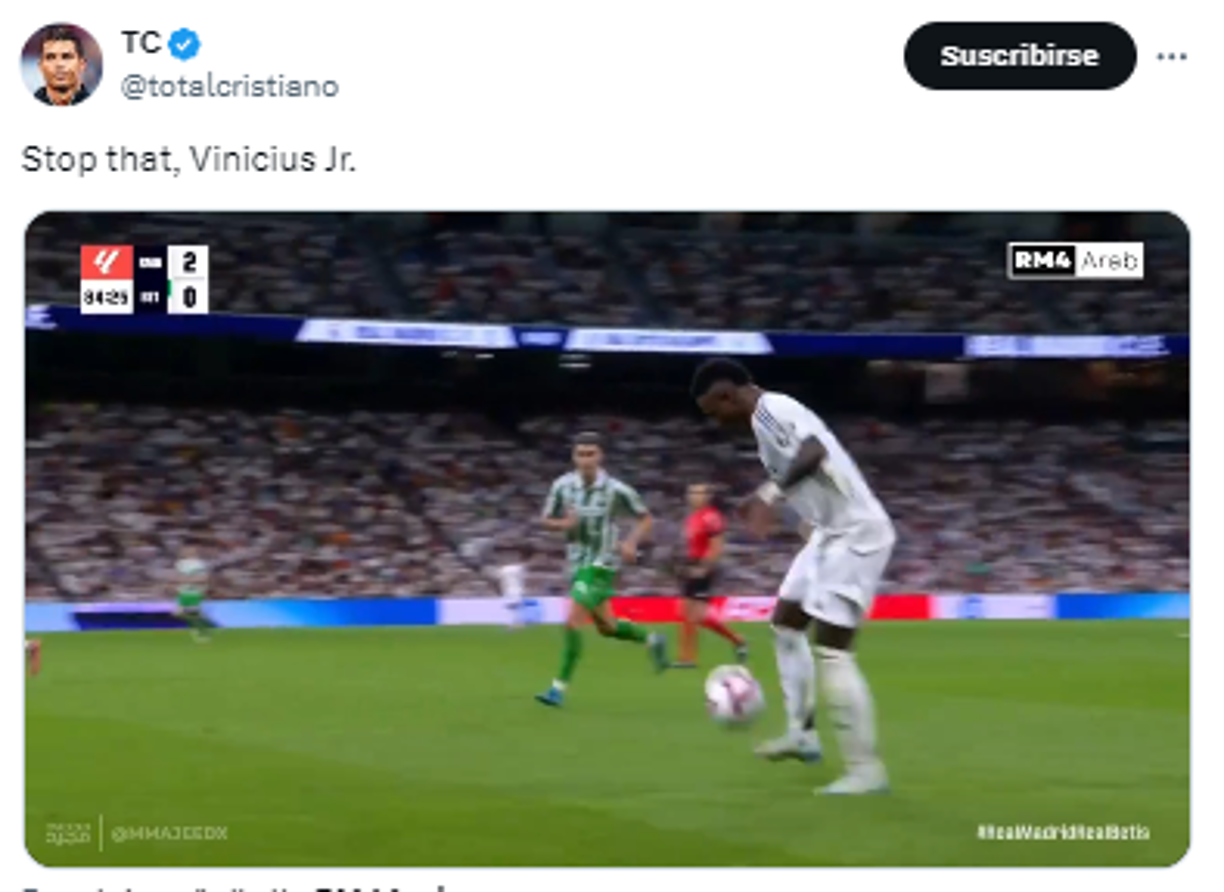 Vinicius también causó revuelo por su exhibición con el balón en una jugada de ataque del Real Madrid. 