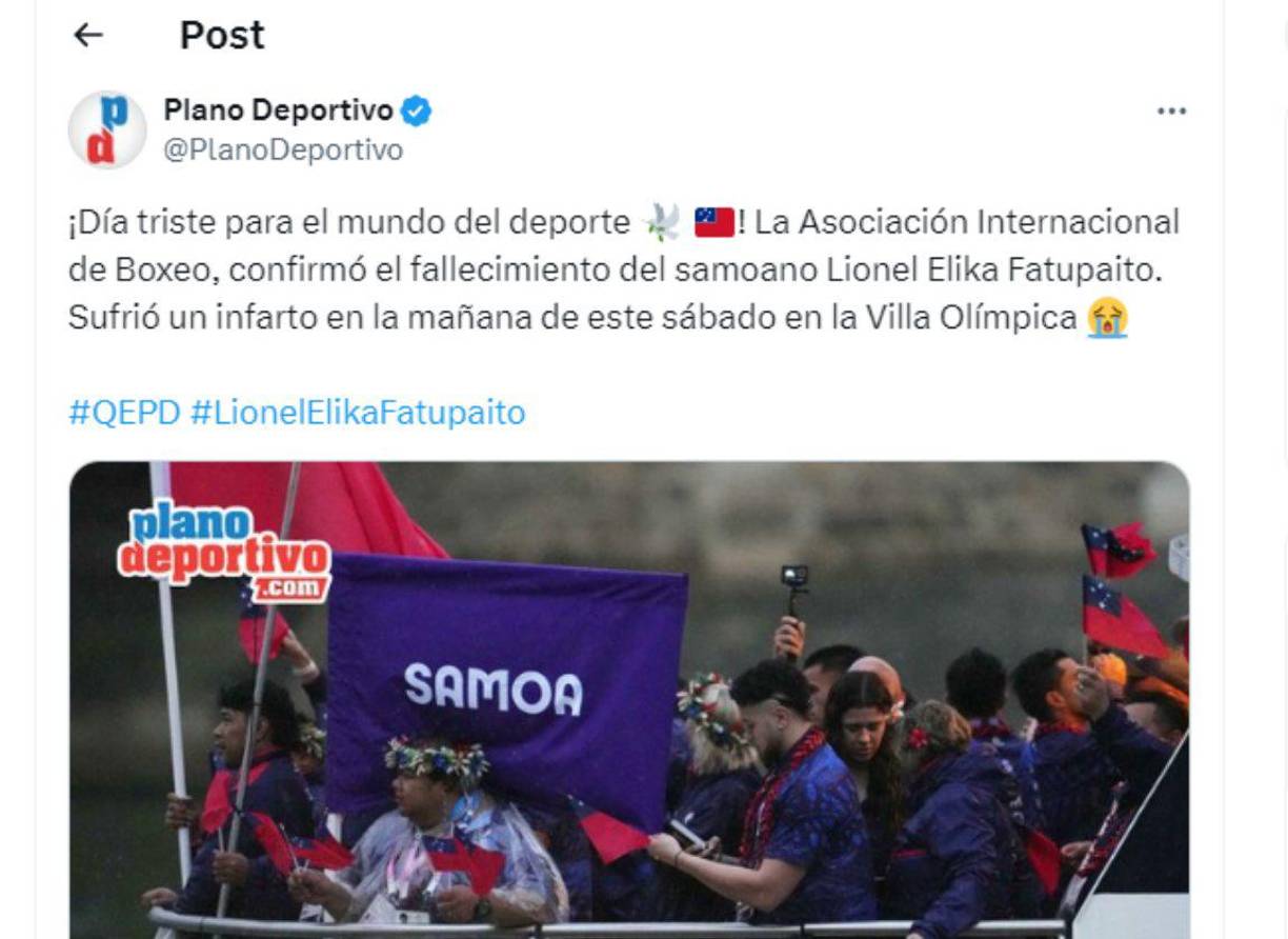 ”Día triste para el mundo del deporte”.