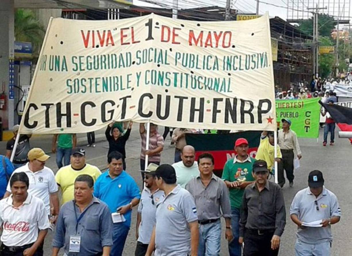 Marcha del Día del Trabajo en Tegucigalpa.
