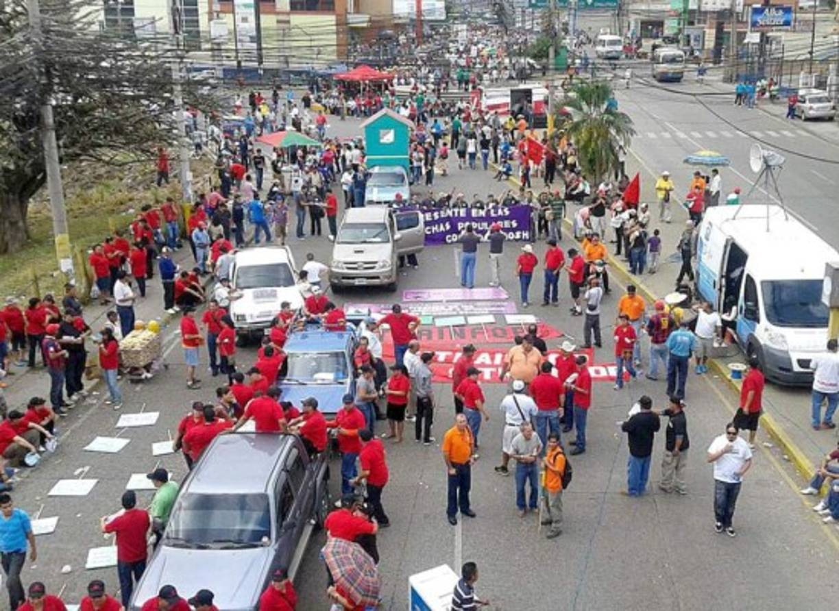 Marcha del Día del Trabajo en Tegucigalpa.