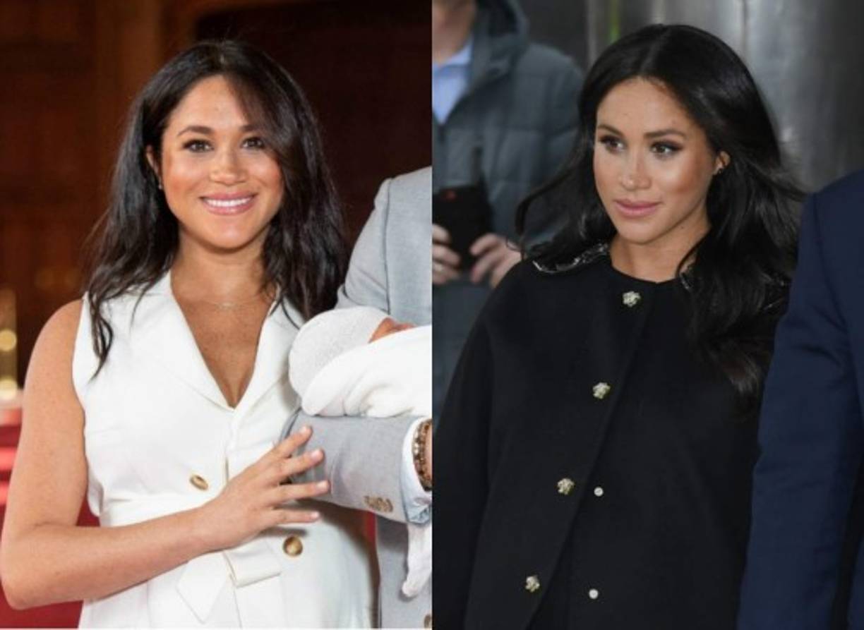 La duquesa de Sussex mantuvo un peinado y maquillaje discreto al hacer su primera aparición pública como nueva madre hoy. <br/><br/>