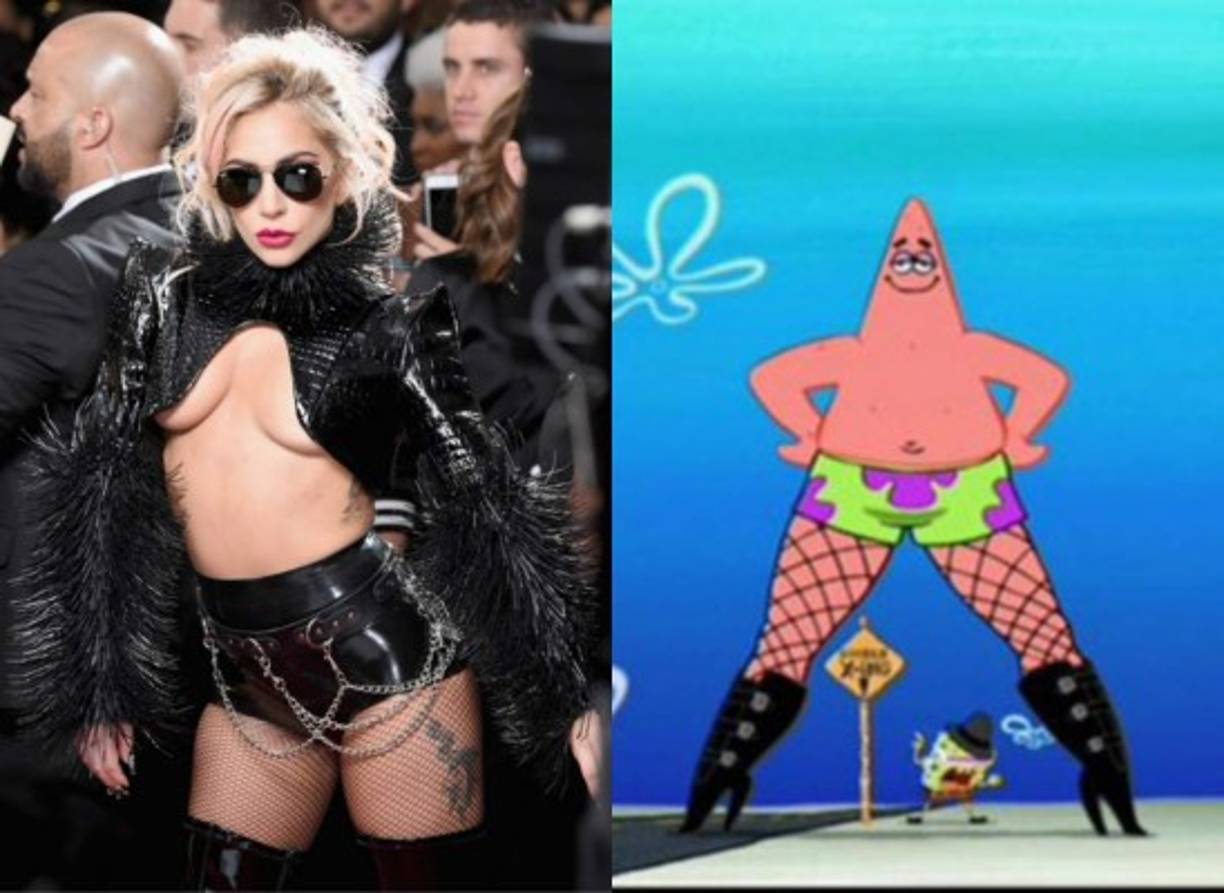 El sensual look de Lady Gaga fue comparado con Patricio de 'Bob Esponja'.