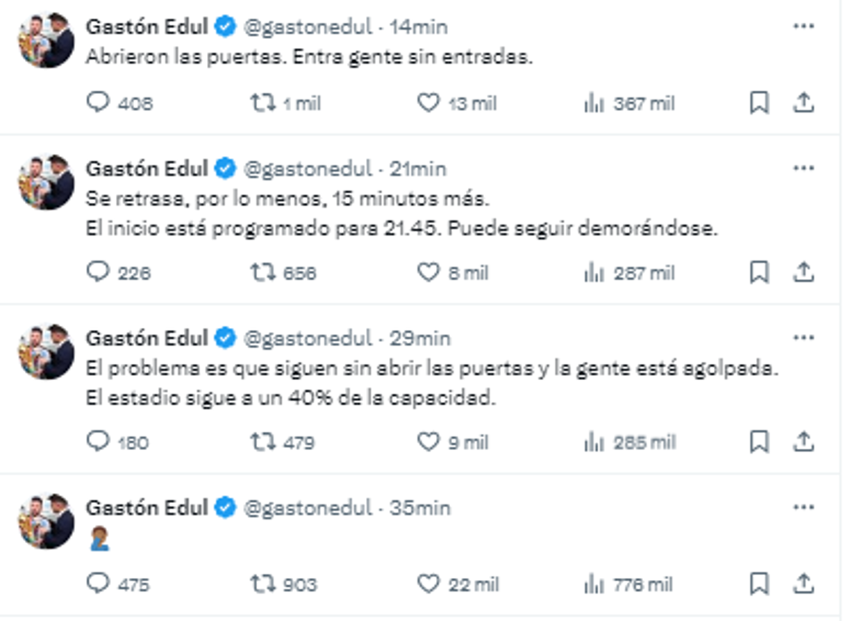 Gastón Edul, periodista argentino, se pronunció sobre los disturbios en las afueras del Hard Rock Stadium.